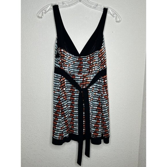 Tempted Hearts Babydoll Top Womens XL Abstract Polka Dot Tie Back Empire Y2K - Picture 3 of 11